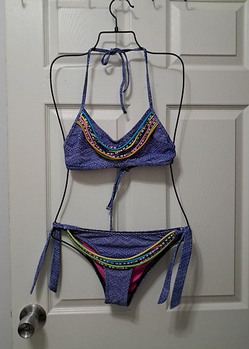 Mor Boncuk Detaylı Bohem Bikini