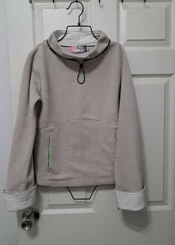 Gri Yüksek Yakalı Fermuarlı Kadın Sweatshirt