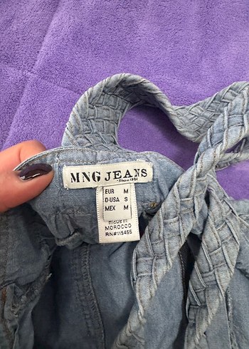 Kadın Mavi Denim Midi Tulum - Görsel 3