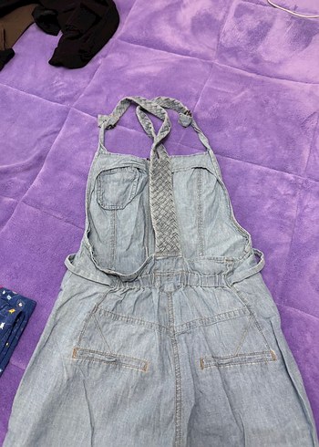 Kadın Mavi Denim Midi Tulum - Görsel 2