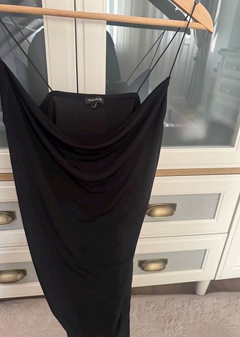 Siyah Saten Drapeli Kadın Tulum - Görsel 3