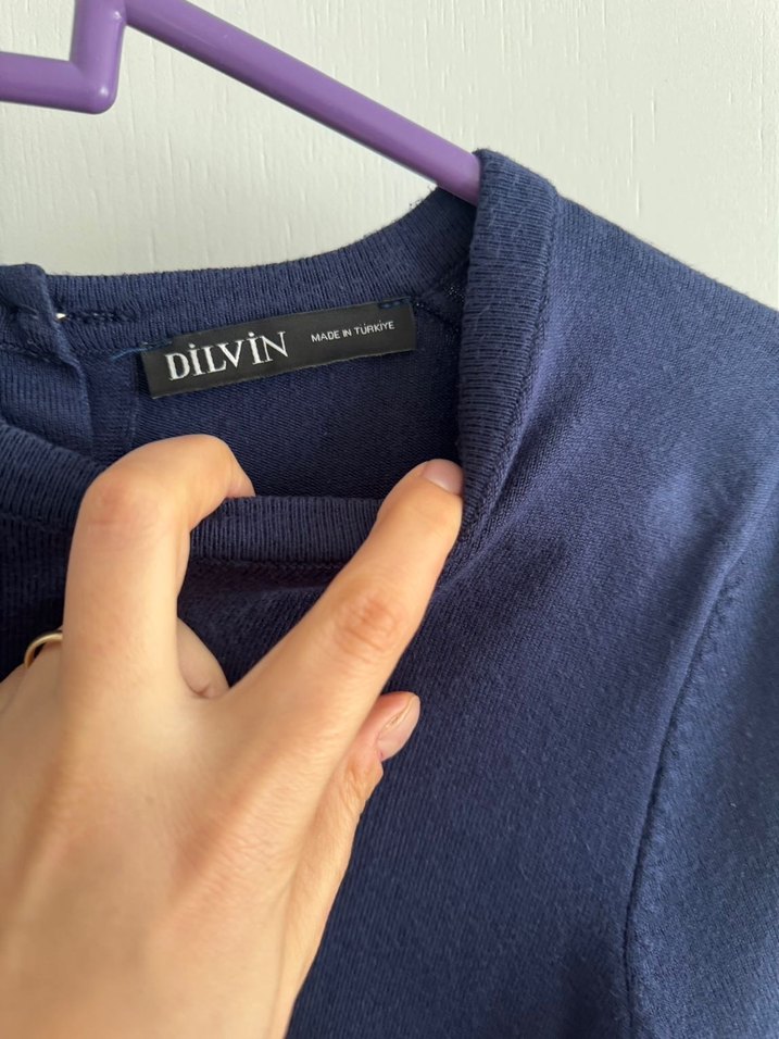 Mavi Pamuklu Kısa Kollu Hamile Tişört - Görsel 2