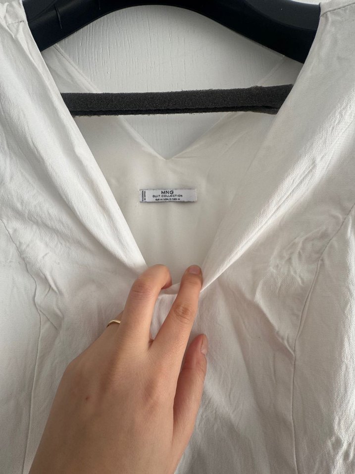 Kadın Beyaz-Siyah Kemerli Uzun Tulum - Görsel 2