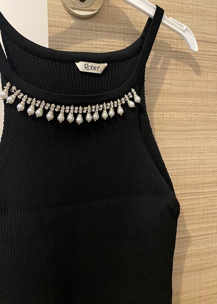 Taşlı triko elbise - Görsel 2
