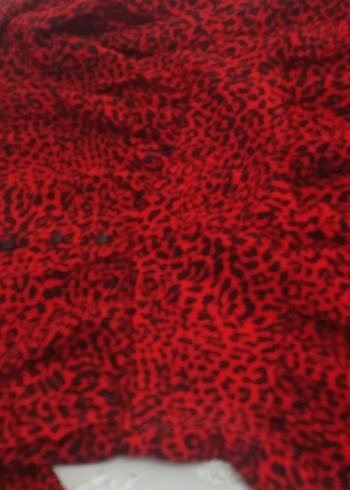 Kırmızı Desenli V Yaka Uzun Kollu Mini Elbise - Görsel 2