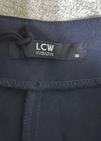 LC Waikiki Düğmeli Lacivert kumaş Kadın Pantolon