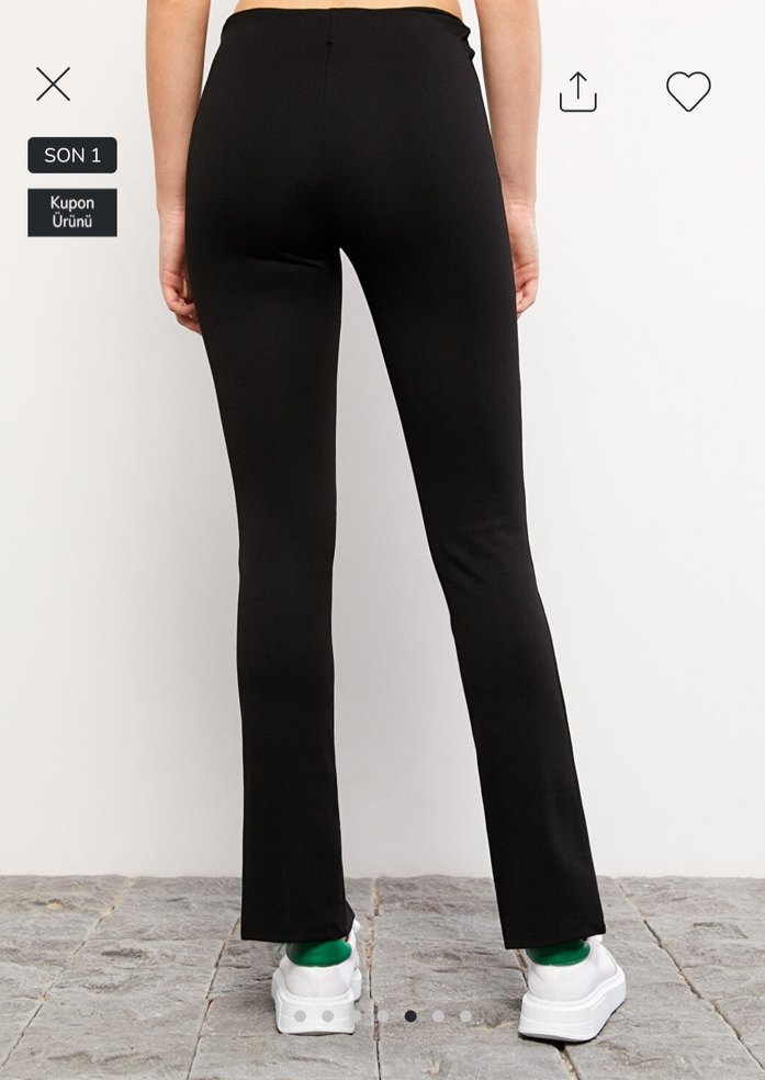 Kadın Siyah Yırtmaçlı Cigarette Pantolon - Görsel 2