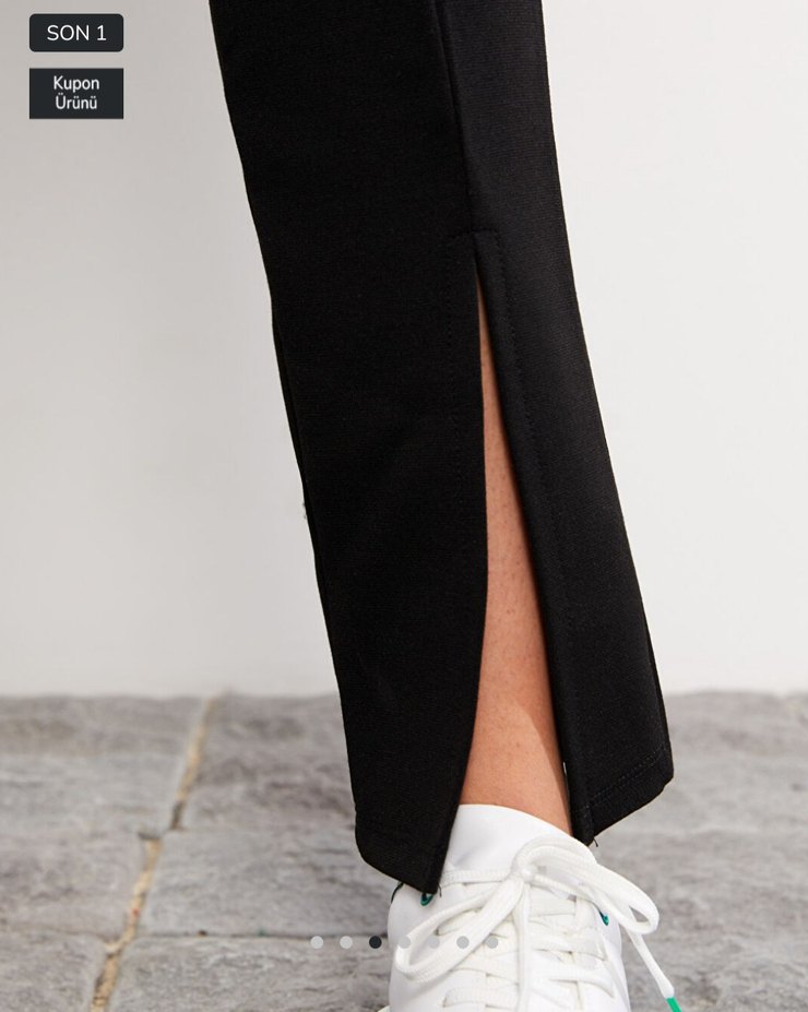 Kadın Siyah Yırtmaçlı Cigarette Pantolon - Görsel 3
