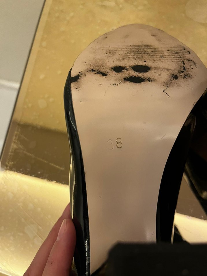 Siyah Rugan Yılan Desenli Kalın Topuk Stiletto - Görsel 4