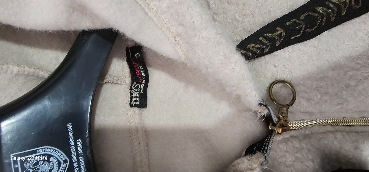 Gri Fermuarlı peluş uzun Kadın Ceket - Görsel 2