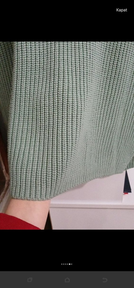 Gri V Yakalı Örgü Kadın Süveter - Görsel 2