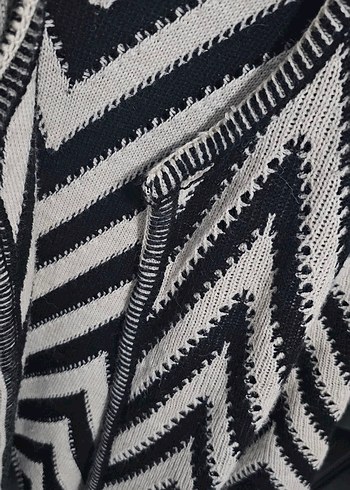 Bohem Gri Desenli Triko Kadın Hırka - Görsel 2