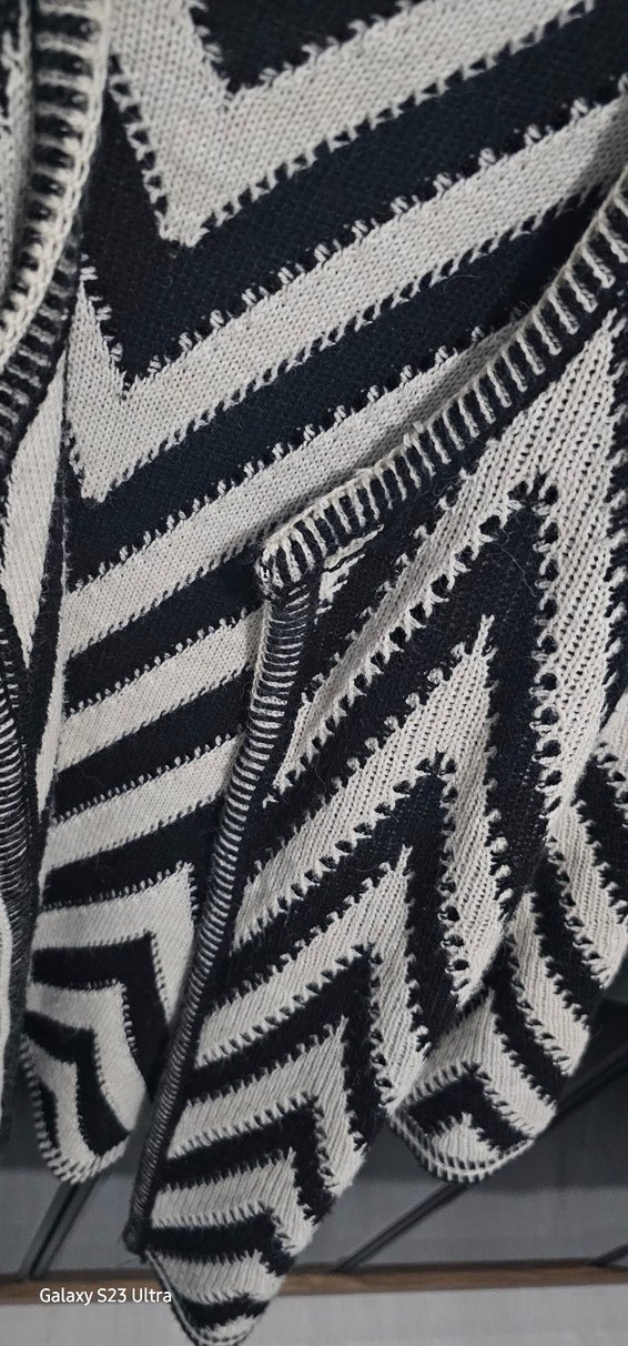 Bohem Gri Desenli Triko Kadın Hırka - Görsel 2