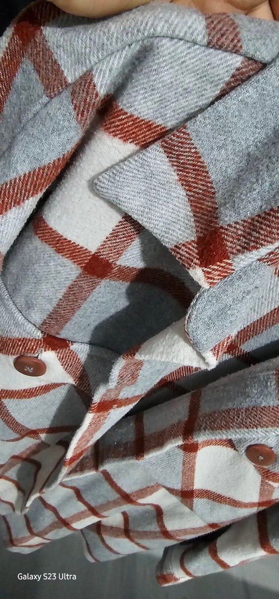 Gri Ekose Düğmeli Kadın Gömlek - Görsel 2