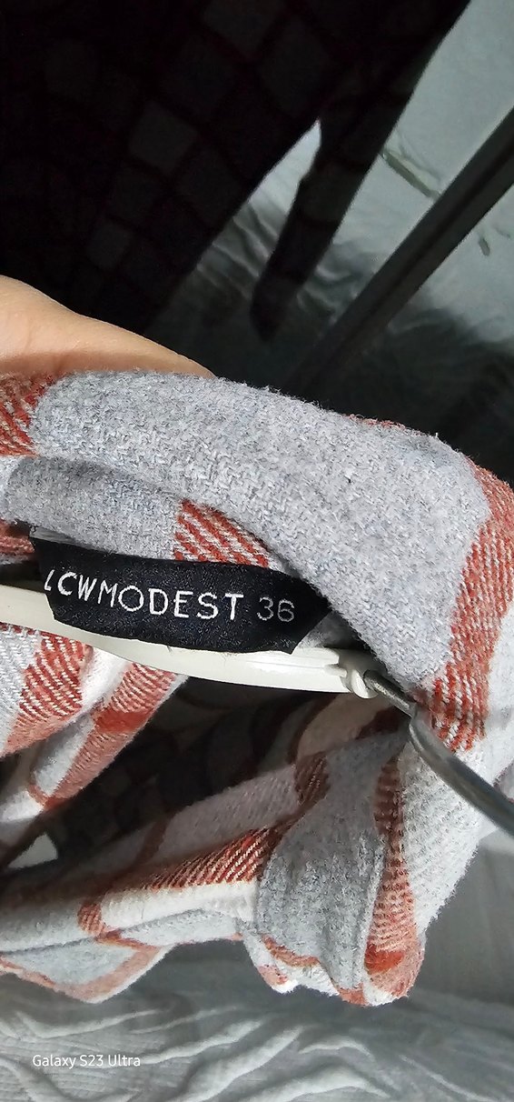 Gri Ekose Düğmeli Kadın Gömlek - Görsel 3