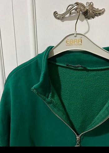 Yeşil Yarım Fermuarlı Yüksek Yakalı Sweatshirt - Görsel 2