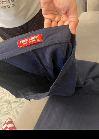 Lacivert Kadın Kemerli Denim Kumaş Pantolon - Görsel 2