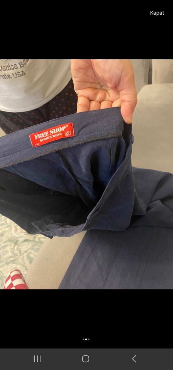 Lacivert Kadın Kemerli Denim Kumaş Pantolon - Görsel 2