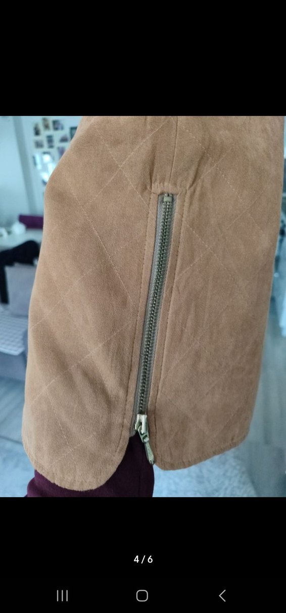 Bej Süet Düğmeli Kadın Yelek - Görsel 4