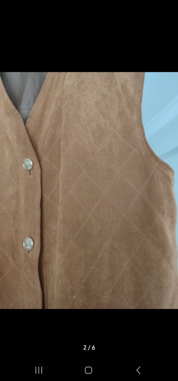 Bej Süet Düğmeli Kadın Yelek - Görsel 2