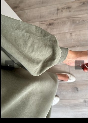 haki Uzun Salaş Kadın sweat Elbise - Görsel 3