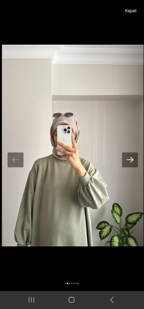 haki Uzun Salaş Kadın sweat Elbise - Görsel 2