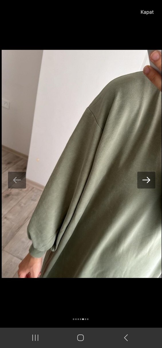 haki Uzun Salaş Kadın sweat Elbise - Görsel 4