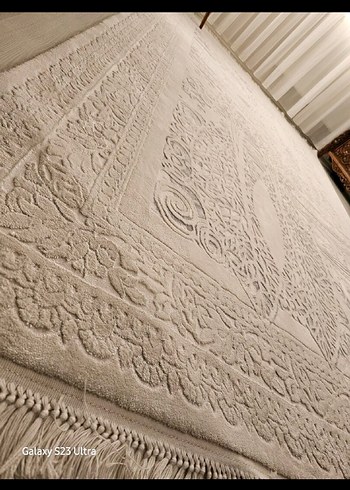 Nakışlı Modern Klasik beyaz Gri Halı - Görsel 2