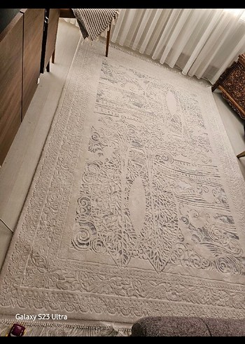 Nakışlı Modern Klasik beyaz Gri Halı - Görsel 3