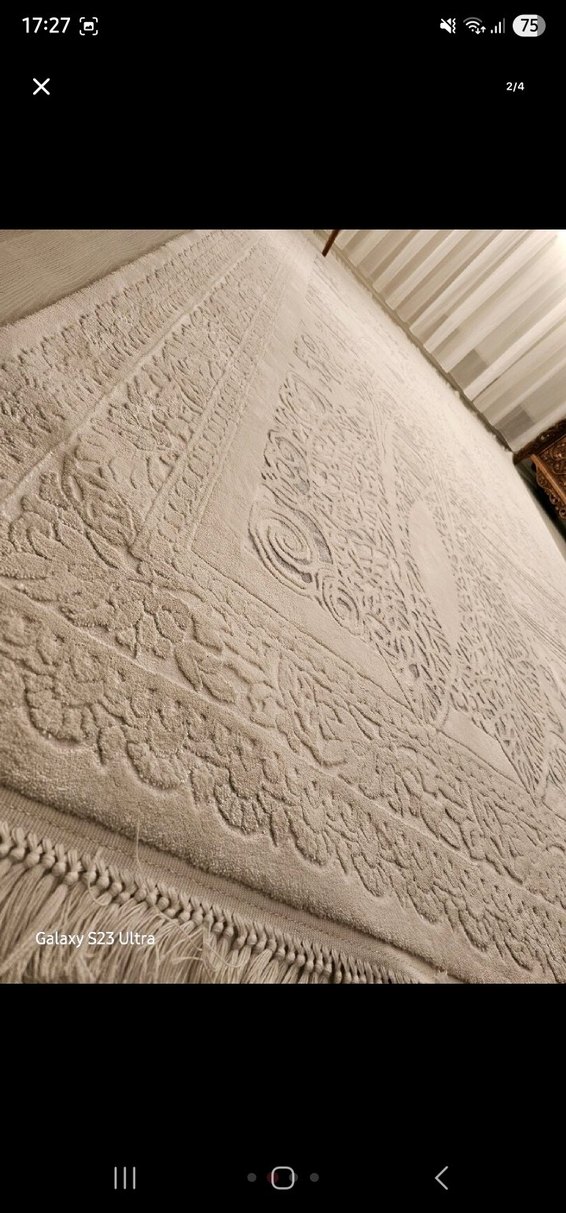 Nakışlı Modern Klasik beyaz Gri Halı - Görsel 2