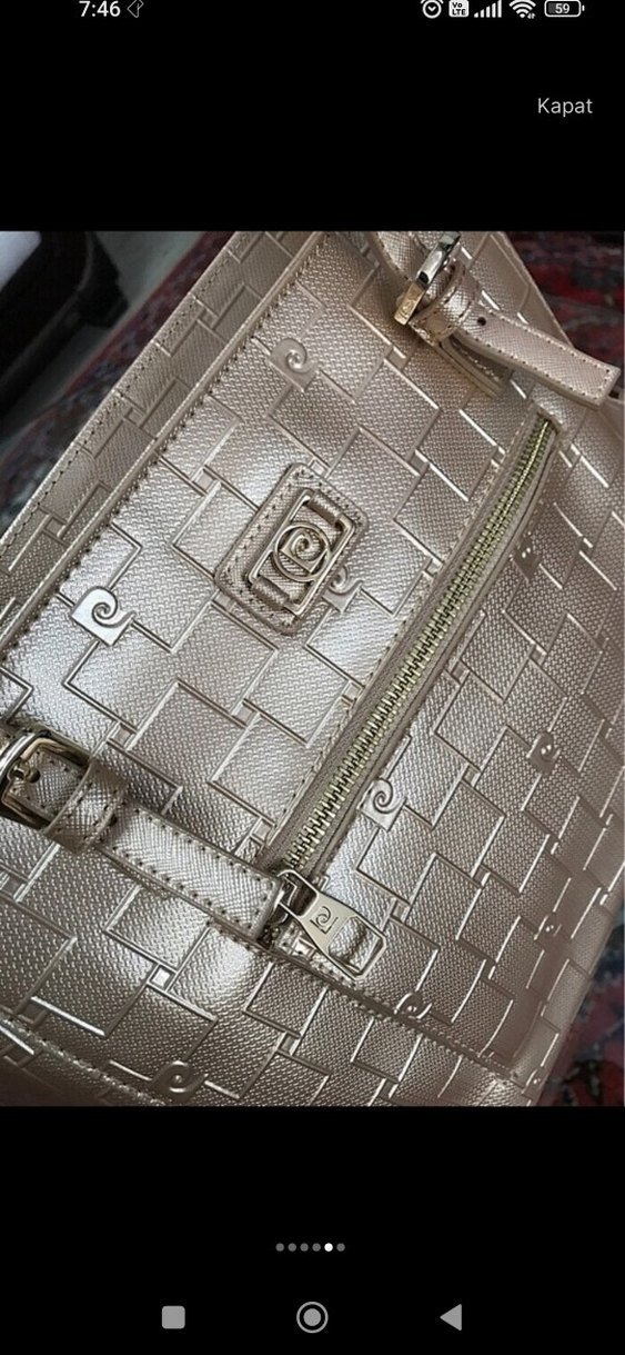 Bej Parlak Yılan Derisi Desenli Deri Kadın Çantası - Görsel 5