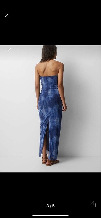 Pull & bear yırtmaçlı straplez elbise - Görsel 2