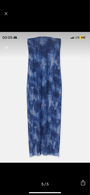 Pull & bear yırtmaçlı straplez elbise - Görsel 3