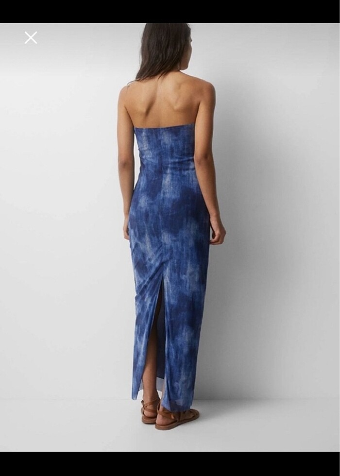 Pull & bear yırtmaçlı straplez elbise - Görsel 2