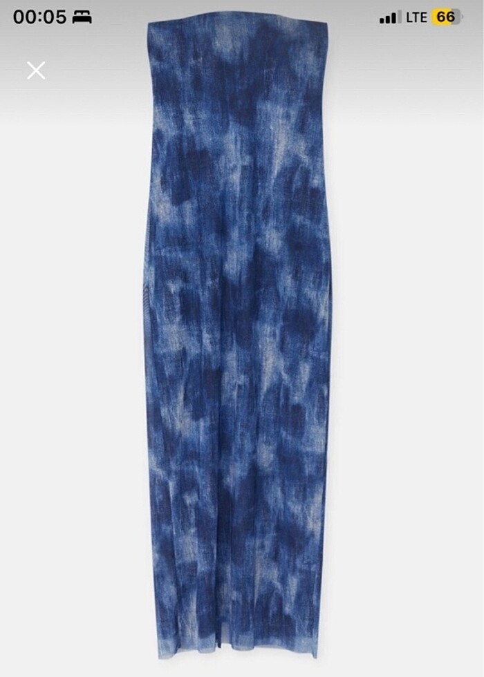 Pull & bear yırtmaçlı straplez elbise - Görsel 3