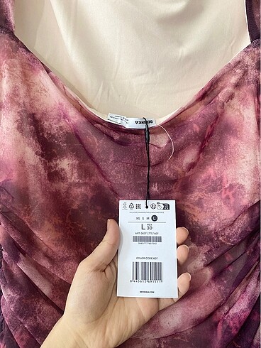 Bershka tül desenli midi elbise - Görsel 10