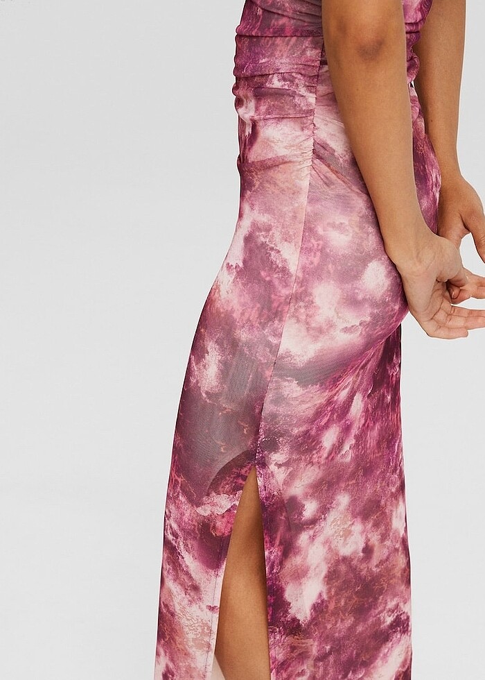 Bershka tül desenli midi elbise - Görsel 4