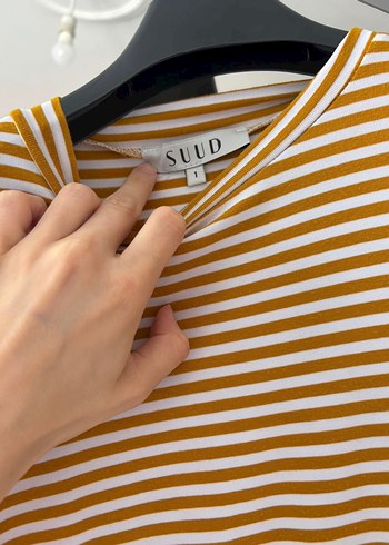 Suud Collection Sarı Çizgili Tişört Tunik