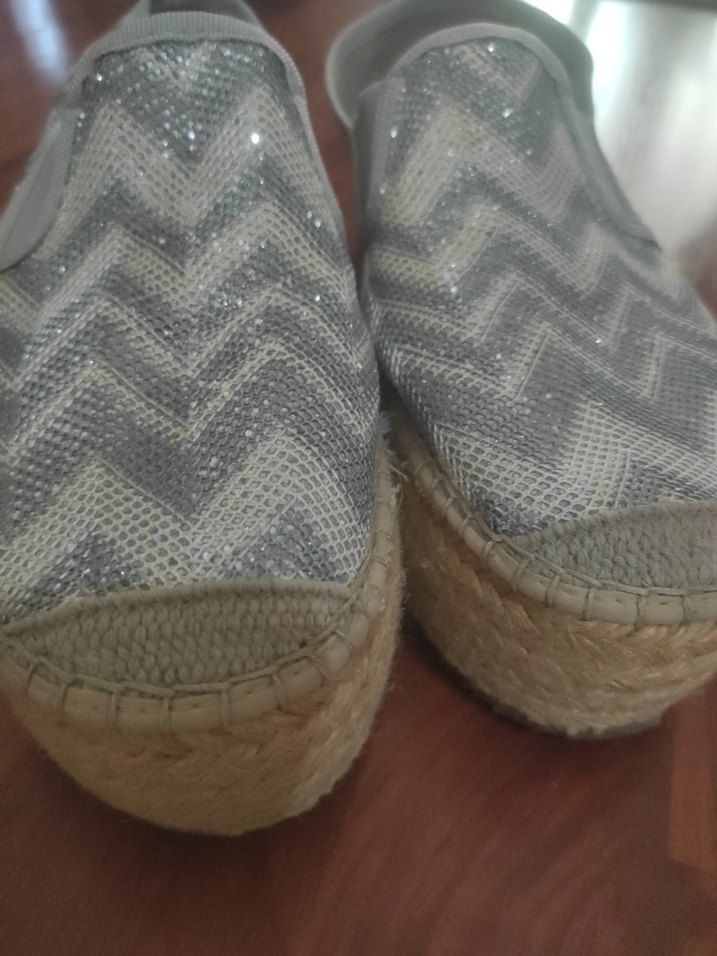 Gri Yılan Desenli Dolgu Topuklu Espadril - Görsel 2