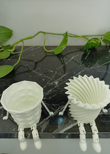 Diğer 2 adet Beyaz Desenli Dekoratif saksı