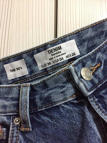 s Beden mavi Renk Bershka Wide Leg Yırtık Jean