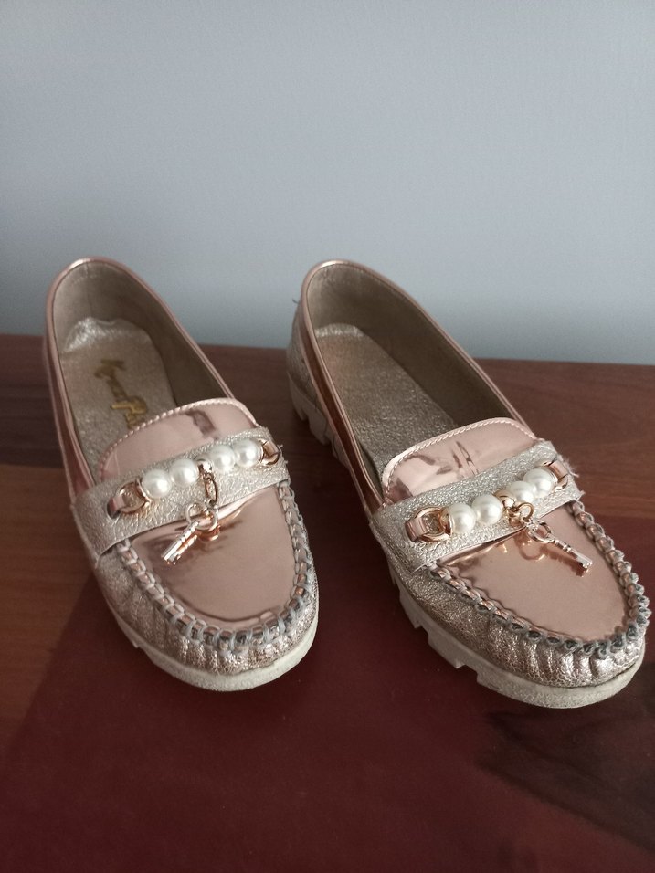 Bej Parlak Dolgu Topuklu Kadın Babet - Görsel 5