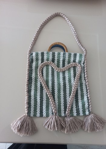 Nakışlı Püsküllü Örgü Bohem Kadın Çanta - Görsel 2