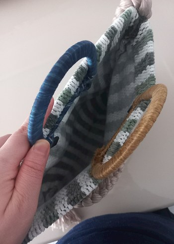 Nakışlı Püsküllü Örgü Bohem Kadın Çanta - Görsel 4