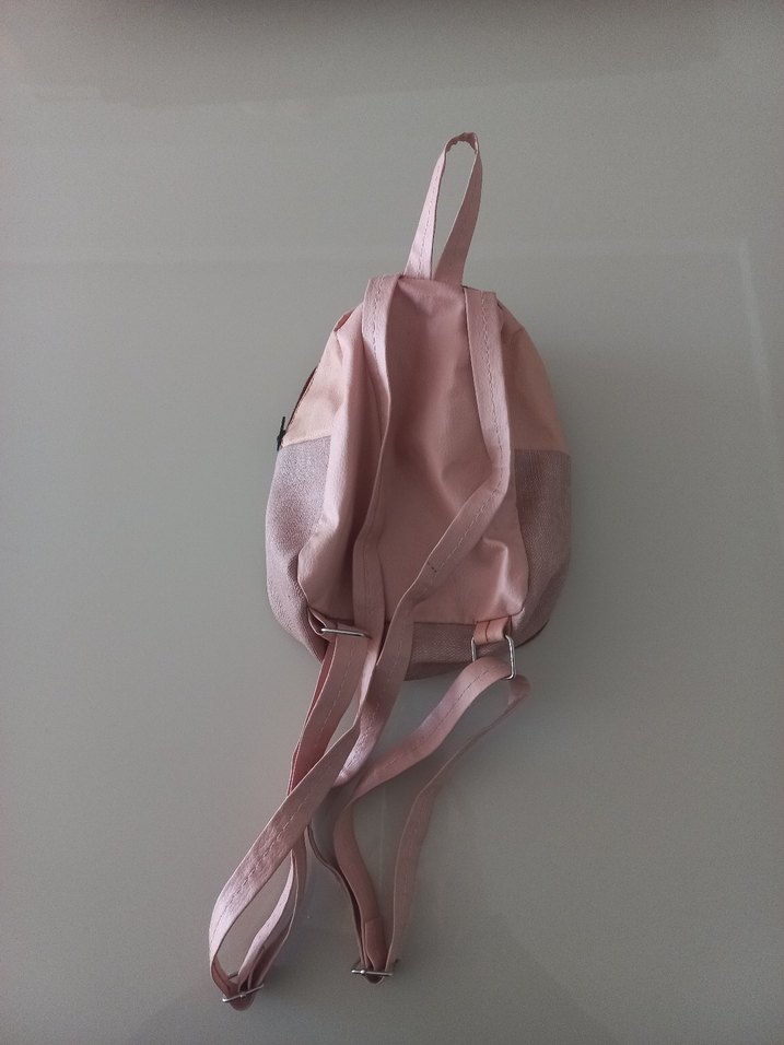 Pembe Süet Ayıcık Desenli Kadın Sırt Çantası - Görsel 2