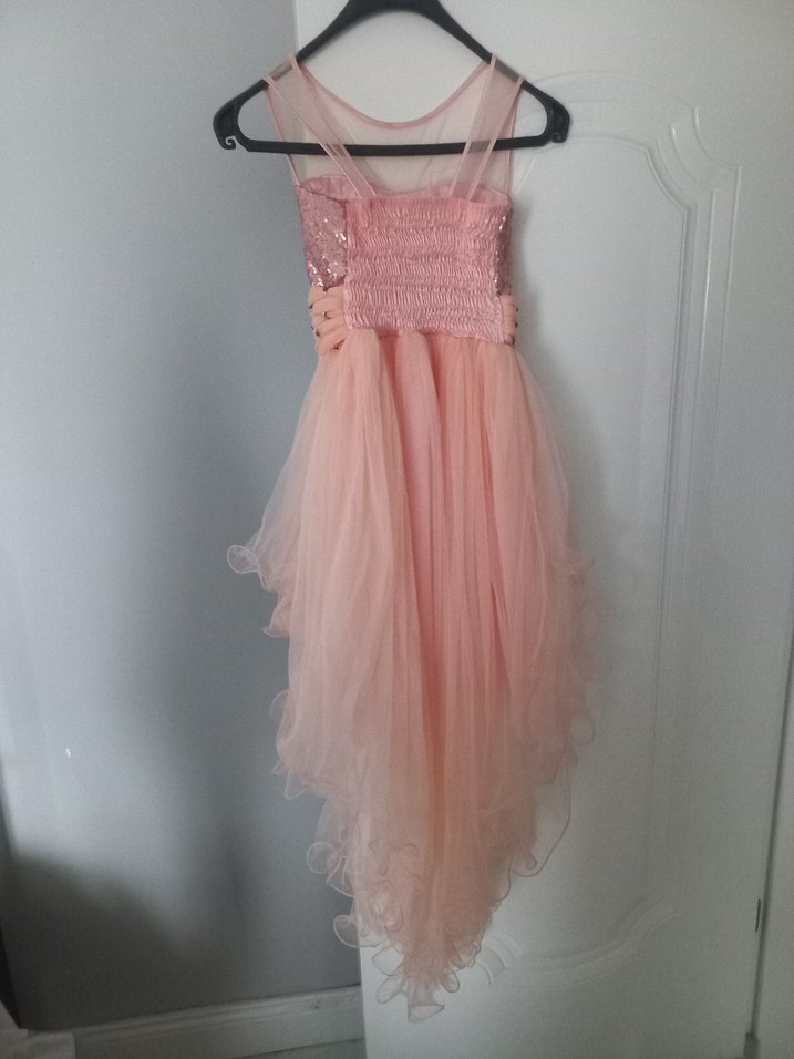 Pembe Kolsuz Fırfırlı Bohem Kız Elbisesi - Görsel 4