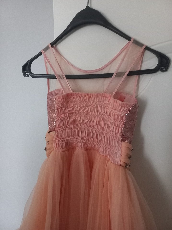 Pembe Kolsuz Fırfırlı Bohem Kız Elbisesi - Görsel 5