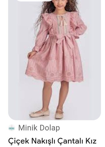 Pembe Bohem Nakışlı Kız Elbisesi - Görsel 3