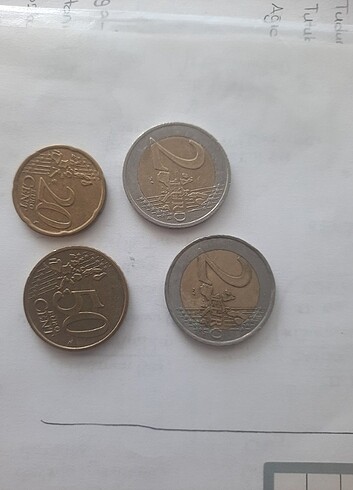 4 Adet Euro ve Cent 