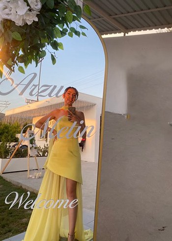 Sarı Uzun Straplez Kadın  Elbise DCEY marka - Görsel 4